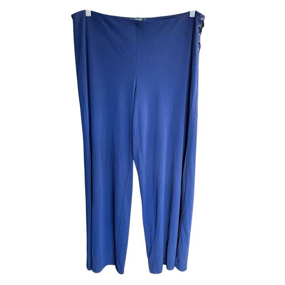 Lauren Ralph Lauren Pants Women's Wide Leg Blue Side Lace M Sailorchic Coastal - Picture 1 of 12